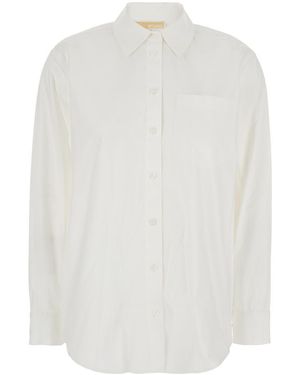 Michael Kors Shirt With Button Down Collar And Logo Plaque On The Rear - White