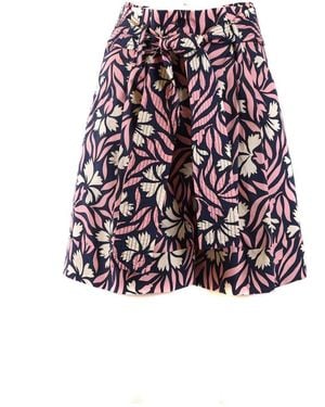 P.A.R.O.S.H. Floral Cotton Shorts With Front Pockets - White