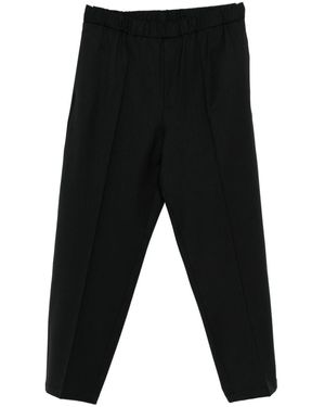 Seven Gauge Trousers With An Elastic Waist - Black