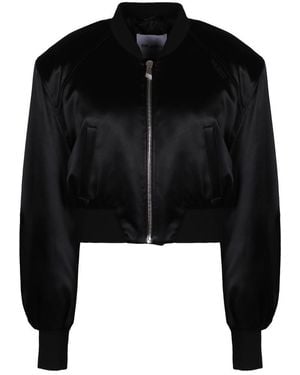 The Attico Shiny Satin Bomber - Black