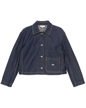 Maison Kitsuné Cropped Denim Jacket - Blue
