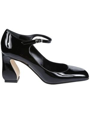 SI ROSSI Patent Leather Pointed-Toe Court Shoes - Black