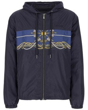 Versace Printed Nylon Bomber Jacket - Blue