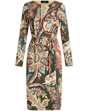 Etro Printed Midi Dress - Green