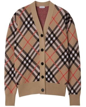 Burberry Check Cashmere Cardigan - Brown