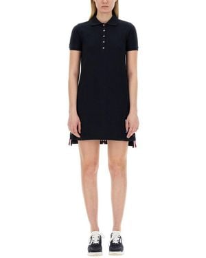 Thom Browne Cotton Pique Polo Shirt Dress - Black