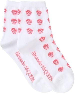 McQueen Short Skull Sock - White