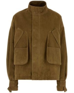 The Attico Biscuit Suede Bomber Jacket - Green