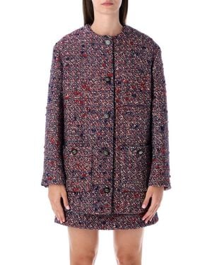 Gucci Tweed Buttoned Cardigan - Purple