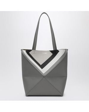 Loewe Medium Puzzle Fold Tote Bag/Light Ghost - Grey
