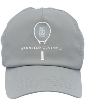 Brunello Cucinelli Tennis Print Baseball Cap - Gray