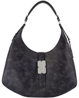 Ganni Kat Large Vintage Shoulder Bag - Black