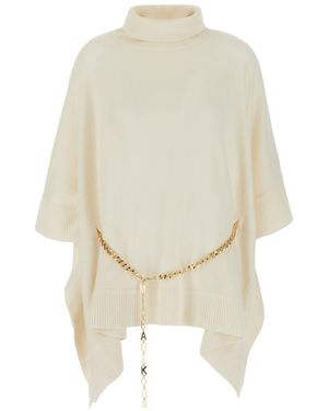 Michael Kors Ivory Wool Blend Poncho - White