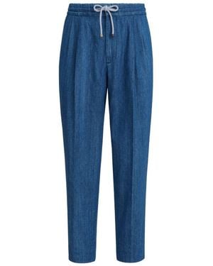 Brunello Cucinelli Cotton Trousers - Blue