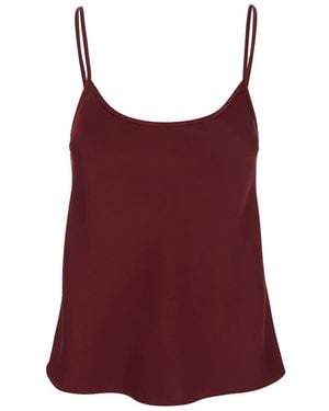 Plain Bordeaux Top With Spaghetti Straps - Red