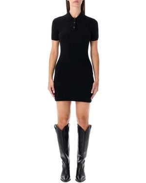 T By Alexander Wang Wool Polo Mini Dress - Black