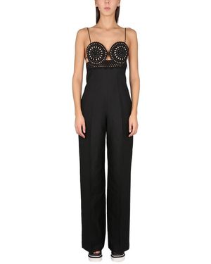 オールインワン・サロペット STELLA MCCARTNEY LINEN BLEND SANGALLO BUSTIER JUMPSUIT Stella McCartney Strapless Jumpsuits for Women | Lyst