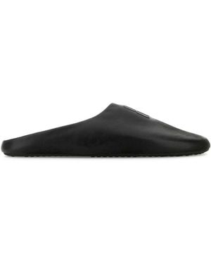 Balenciaga Leather Chã£Â¢Teau Slippers - Black