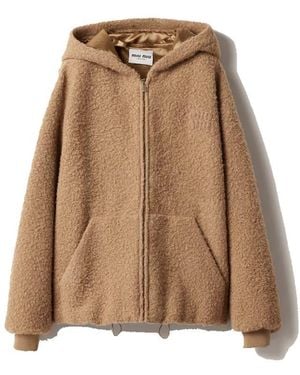 Miu Miu Pile Hoodie Jacket - Natural