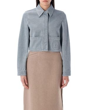 Fendi Cropped Denim Jacket - Gray