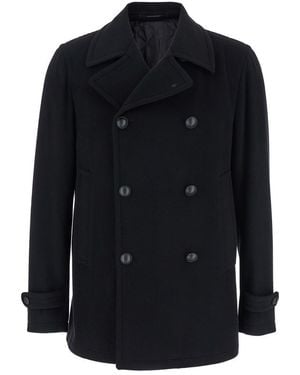 Tagliatore Double-Breasted Coat With Wide Notched Revers - Blue