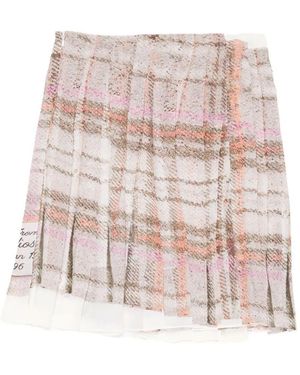 Acne Studios Pleated Plaid Mini Skirt - Pink