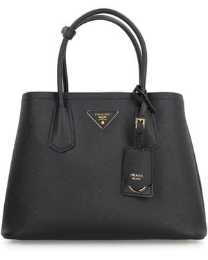 Prada Double Medium Leather Handbag - Black