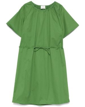 Closed Cotton Short Dress - Green