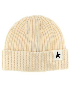 Golden Goose Logo Label Beanie - Natural