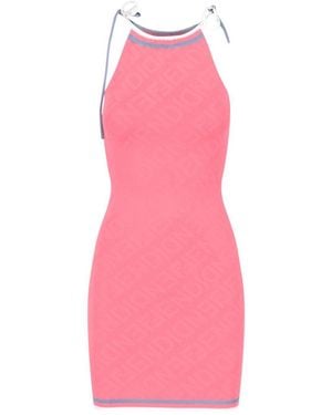 Fendi Dark Viscose Blend Mini Dress - Pink