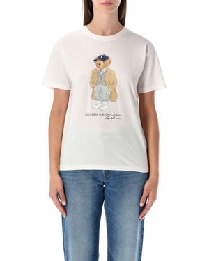Polo Ralph Lauren Polo Bear White Cotton Jersey T-shirt - Blue