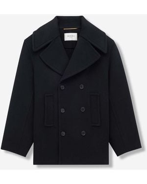 Saint Laurent Short Double-breasted Coat - Blue