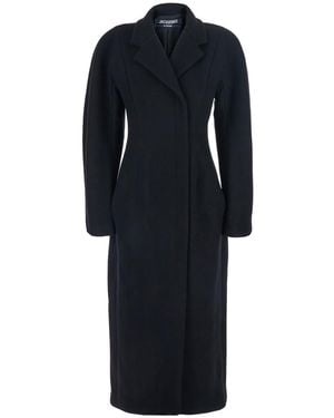 Jacquemus 'le Manteau Curvo' Black Double-breasted Coat With Notched Revers And Rear Single Vent In Wool Woman - Blue