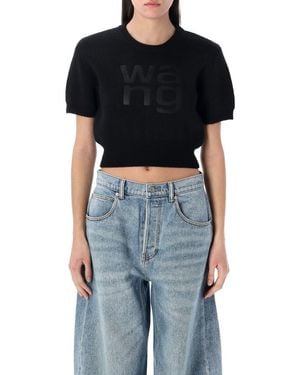 T By Alexander Wang Debossed Stacked Logo Jumper - Black