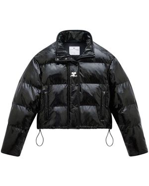 Courreges Padded Vinyl Logo Puffer Jacket - Black