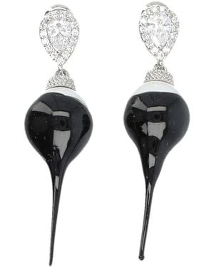 OTTOLINGER Black Dipped Pearl Drop Earrings - White