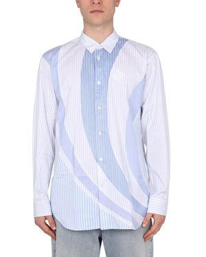 Comme des Garçons Button-Down Shirt With Classic Collar And Striped Design - Blue