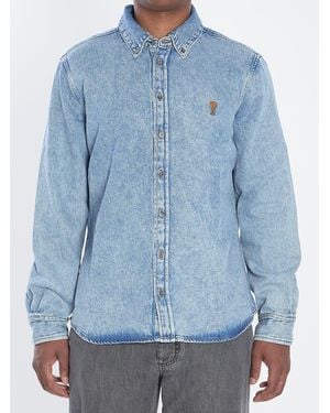 Ami Paris Ami De Coeur Denim Shirt - Blue