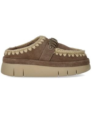Mou Bounce Welt Suede Elephant Gray Clog - Brown