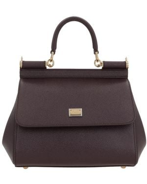 トートバッグ Dolce & Gabbana VIT.ST.DAUPHINE+ORO (BB6003 B10018M073) Medium Sicily handbag in Dauphine leather in Beige for Women