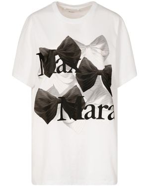 Max Mara Bow-Print Cotton T-Shirt - White