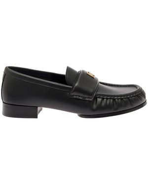 Givenchy Black Loafers With Logo Detail In Smooth Leather Woman