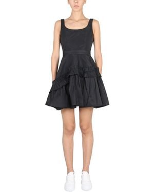 Alexander McQueen Mini Faille Dress With Oversized Ruffle - Black