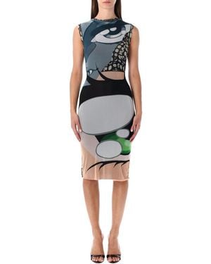 OTTOLINGER Julien Ceccaldi Printed Bodycon Midi Dress - Blue