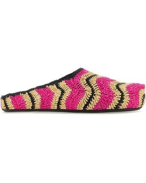 Marni Raffia Slippers - Pink