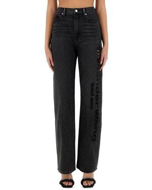T By Alexander Wang Wide-Leg Cut-Out Denim Jeans - Black