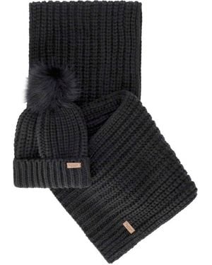 Barbour Saltburn Beanie + Scarf Set - Black