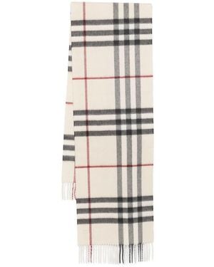 Burberry Giant Check Cashmere Scarf - White