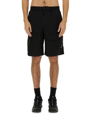 C.P. Company Logo-Embellished Bermuda Shorts - Black