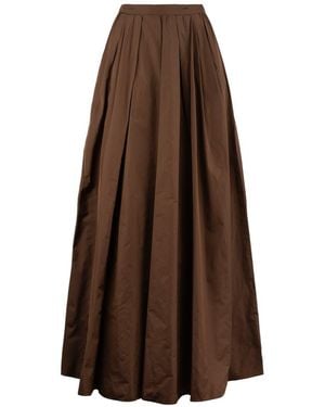 Max Mara Silk Taffeta Long Skirt - Brown
